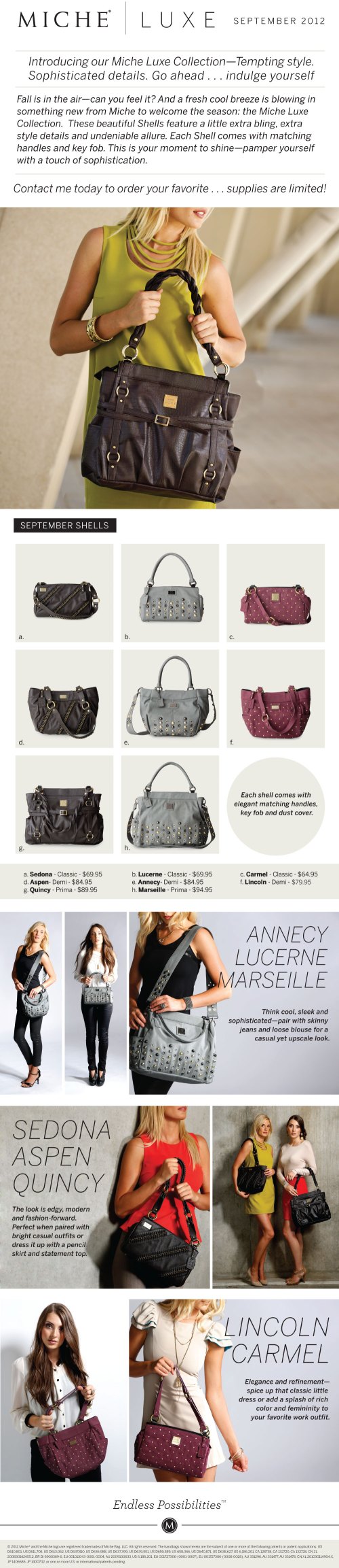 Miche Luxe Line Available September 1st! LIMITED SUPPLY!